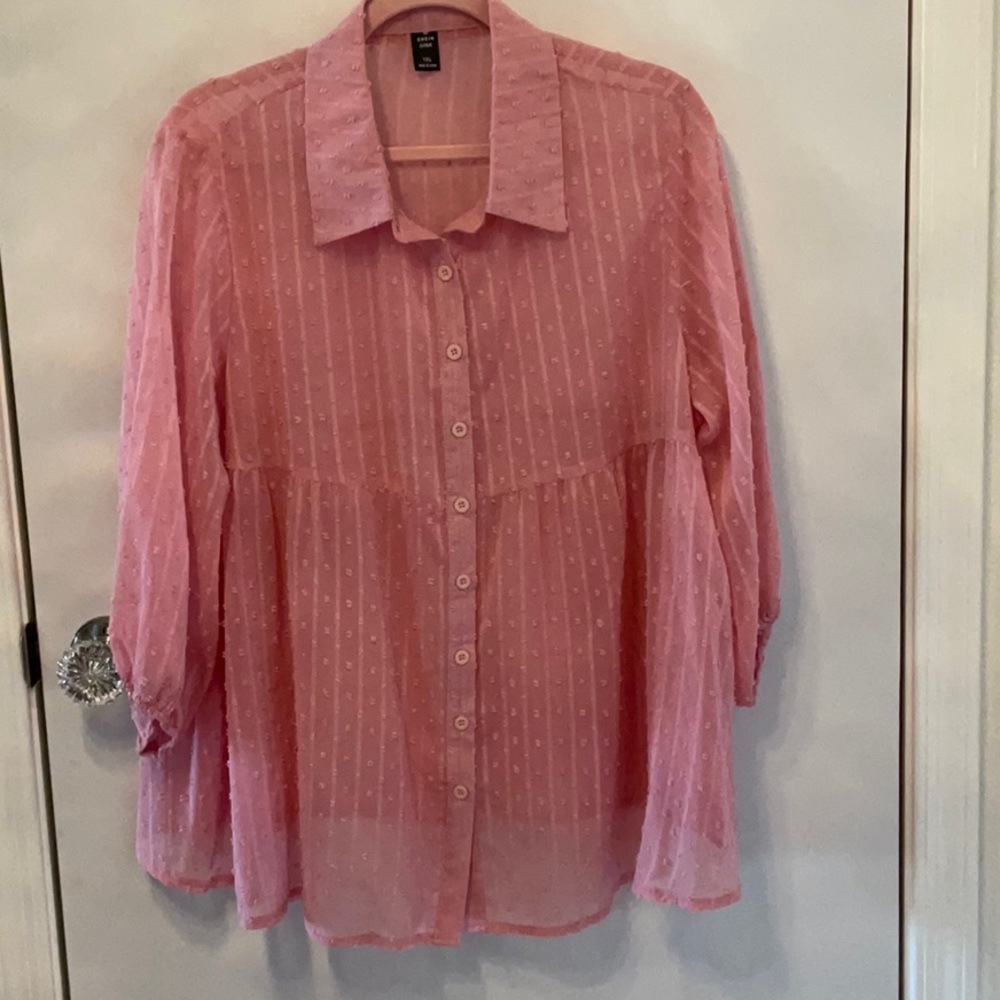 SHEIN Pink Button-Up Blouse